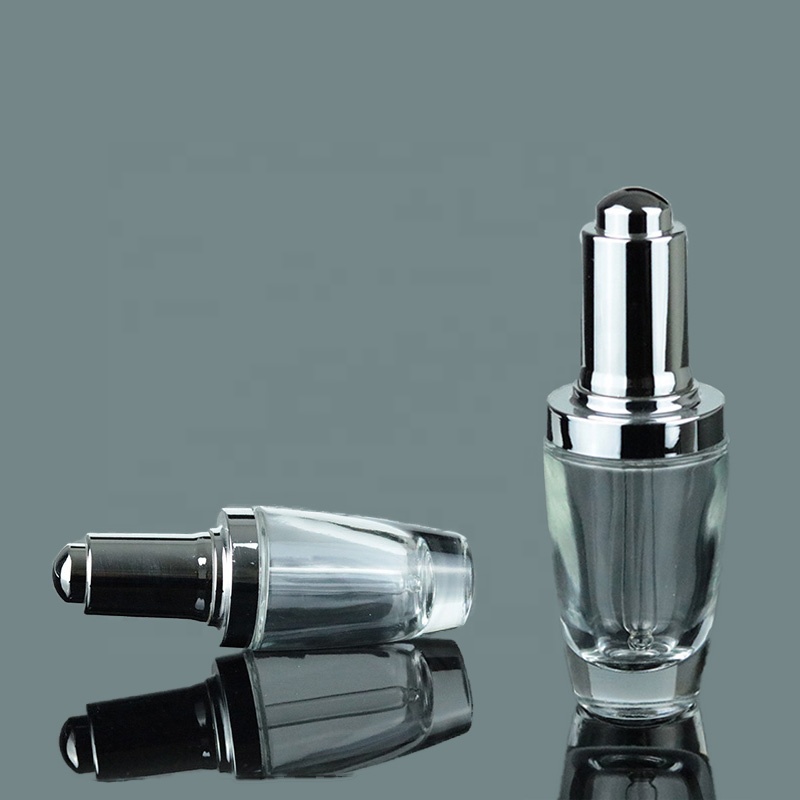 Luxury custom 30ml 60ml 100ml 120ml press pump dropper bottle push button serum glass bottle (EPG12)