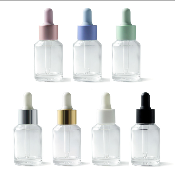 Luxury custom 30ml white pink green blue yellow glass dropper bottle 30ml with colorful dropper