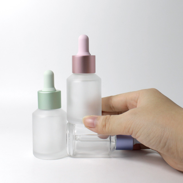 Luxury custom 30ml white pink green blue yellow glass dropper bottle 30ml with colorful dropper