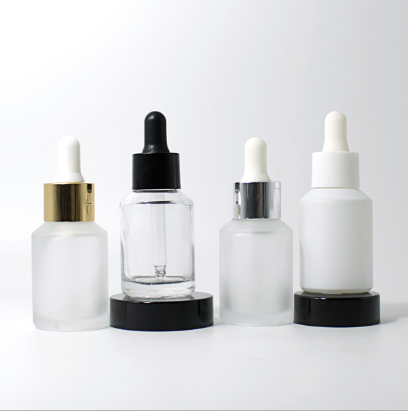 Luxury custom 30ml white pink green blue yellow glass dropper bottle 30ml with colorful dropper