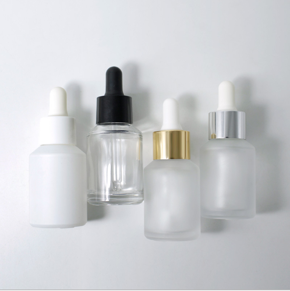 Luxury custom 30ml white pink green blue yellow glass dropper bottle 30ml with colorful dropper
