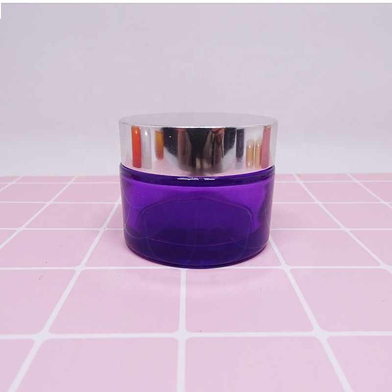 Luxury custom color 50g glass cosmetic jar with gold lid for facial cream