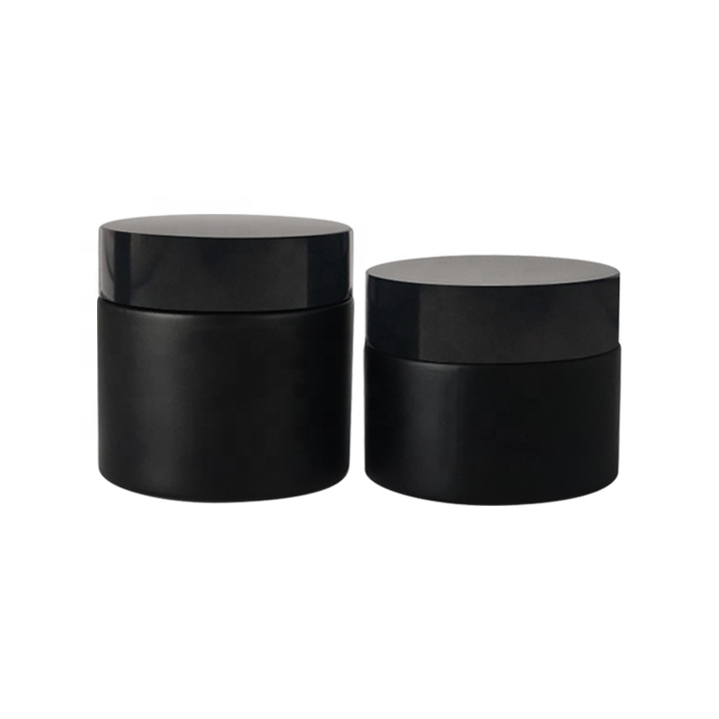 Luxury custom cosmetic container 5g 10g 15g 20g 30g 50g 80g 100g plastic lid matte black glass  jar for skin cream