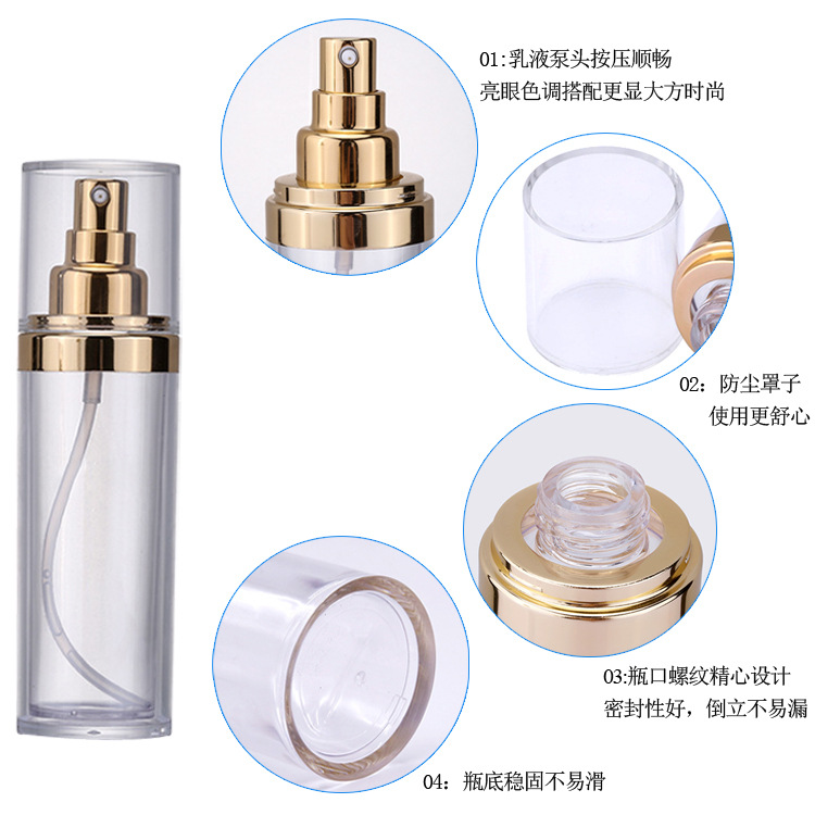 Luxury custom logo clear acrylic cosmetic bottle jar with good price empty cosmetic cosmetic package lotion bottle toner bottle