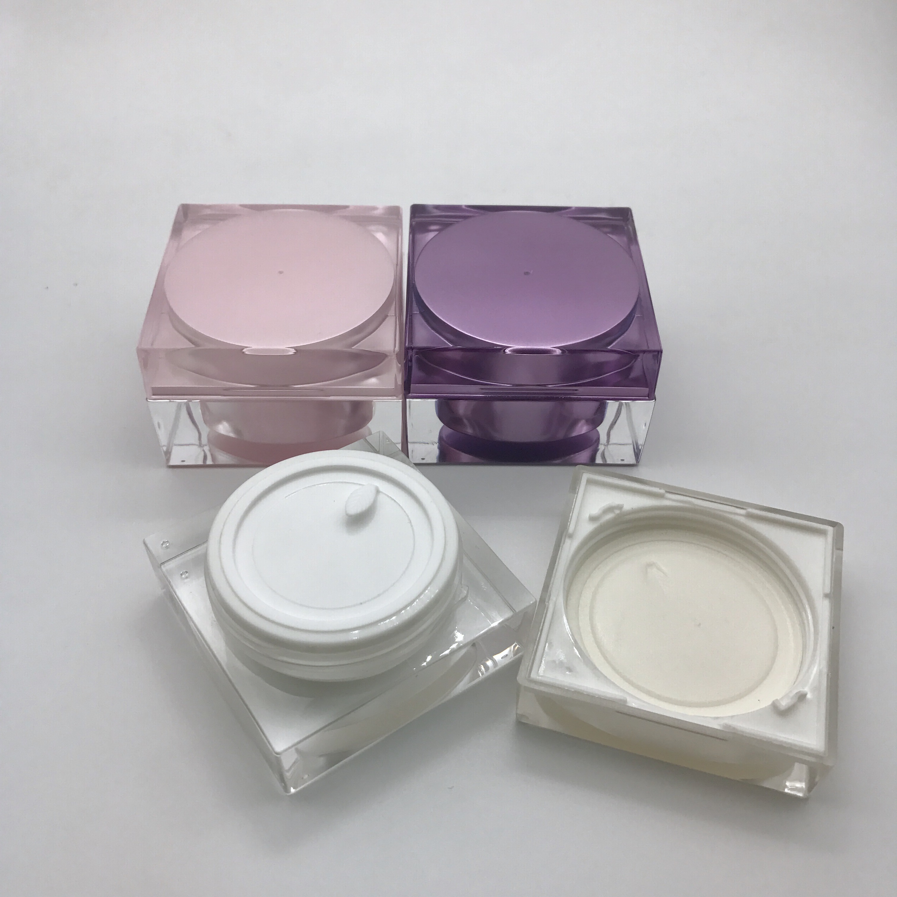 Luxury customized colored square acrylic cream jar for skin care