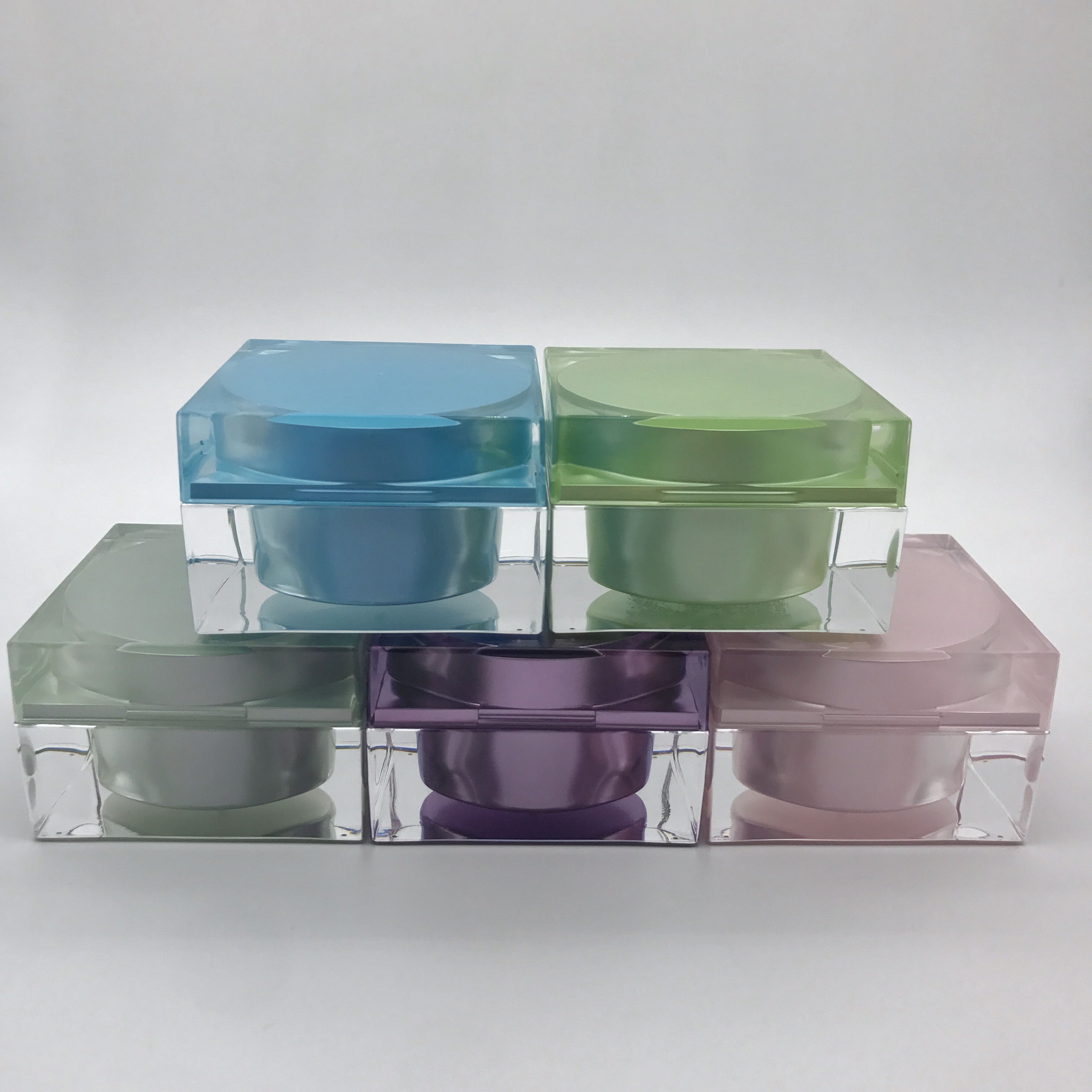 Luxury customized colored square acrylic cream jar for skin care