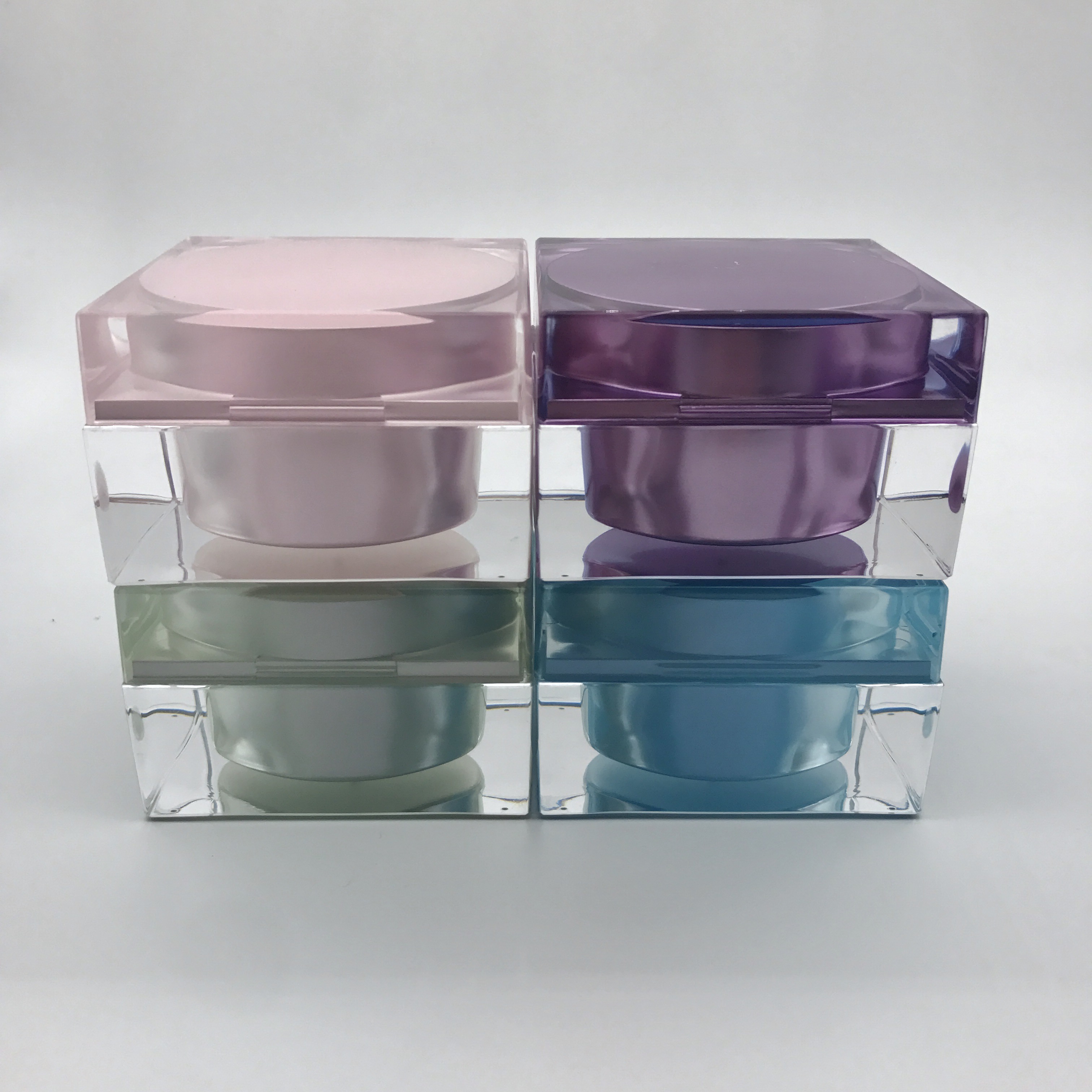 Luxury customized colored square acrylic cream jar for skin care