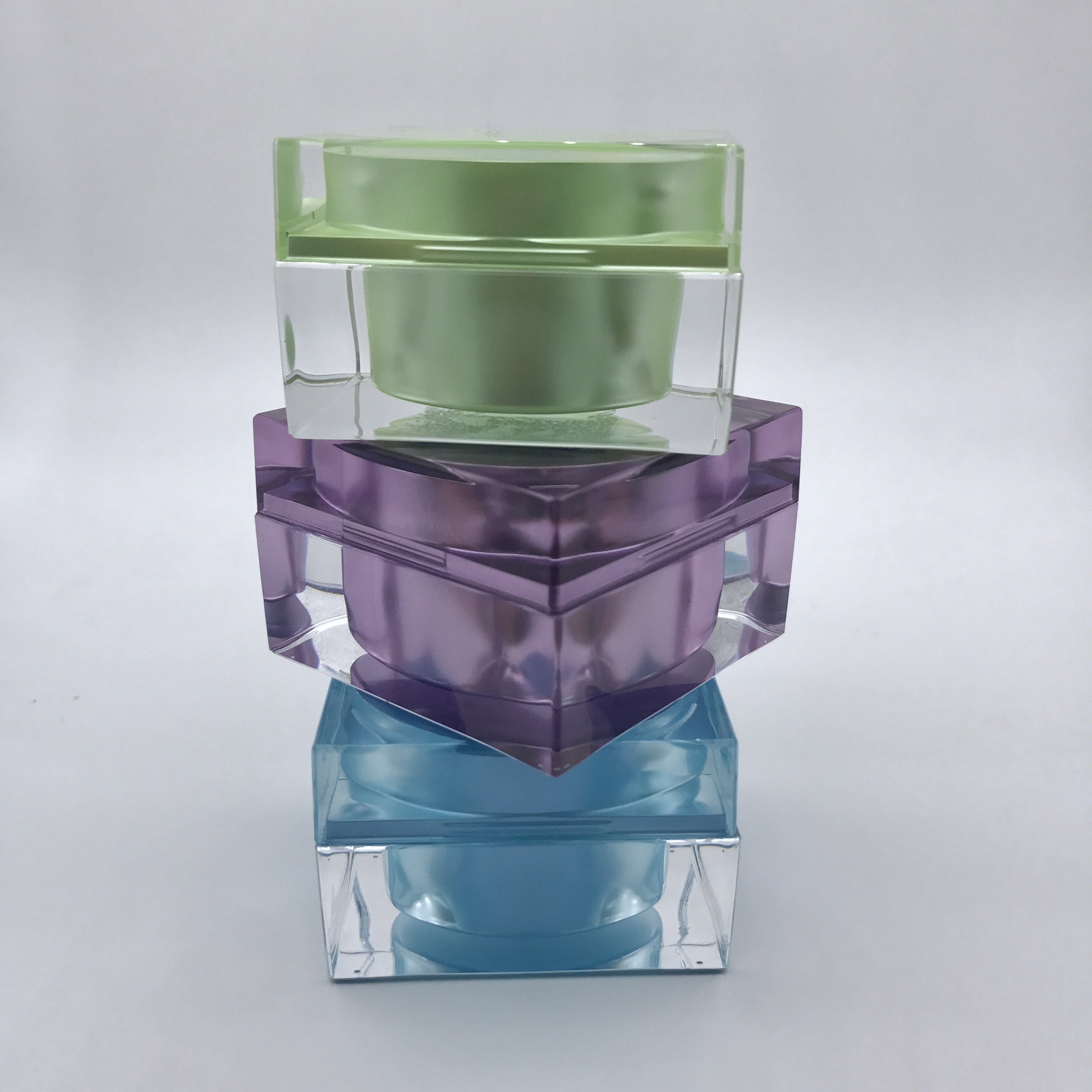 Luxury customized colored square acrylic cream jar for skin care