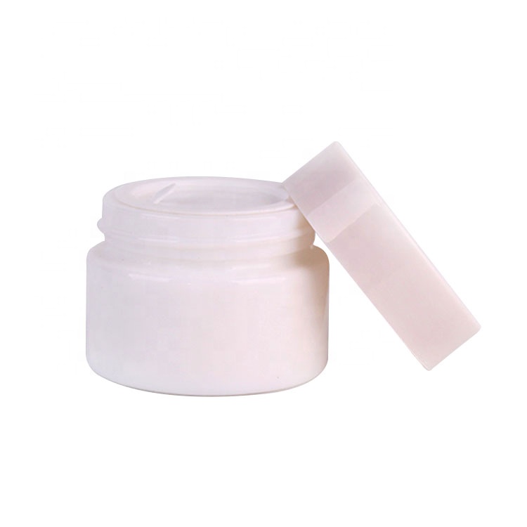 Luxury design cosmetic white porcelain bottle 30g glass cream jar with screw lid