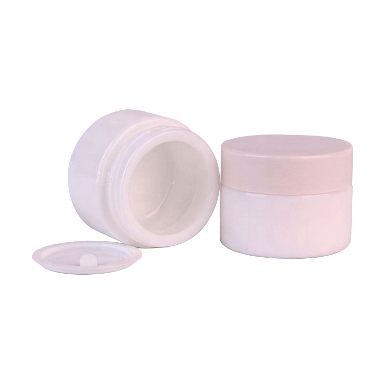 Luxury design cosmetic white porcelain bottle 30g glass cream jar with screw lid