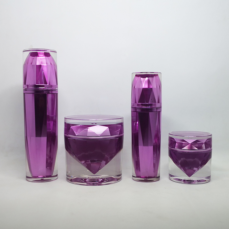 Luxury diamond shape 15g 50g light purple cosmetic acrylic jars