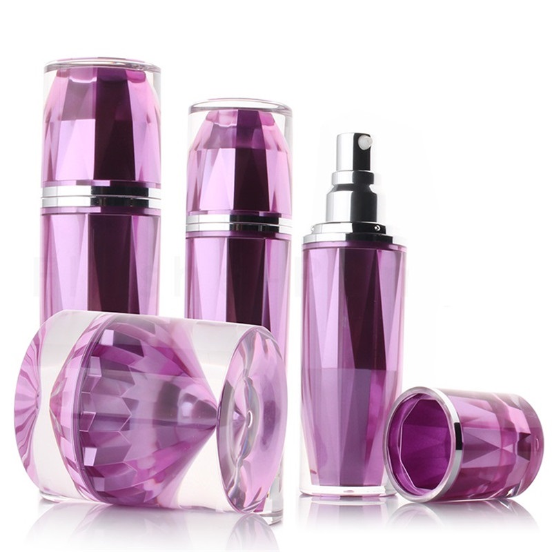 Luxury diamond shape 15g 50g light purple cosmetic acrylic jars