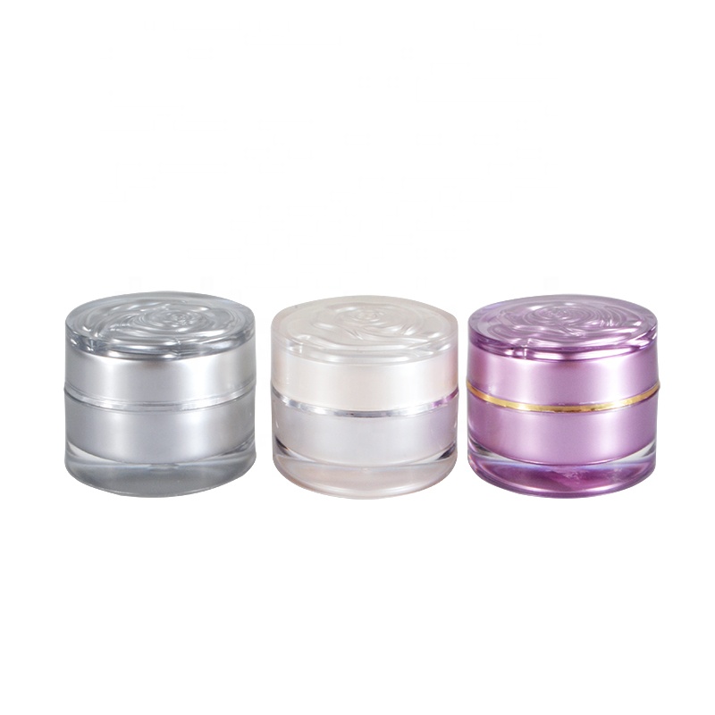 Luxury double wall cosmetic container 10g 15g 30g plastic cream jar with Rose flower lid