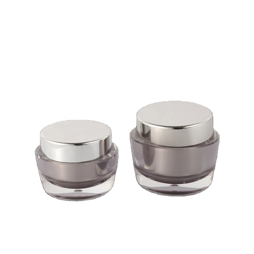 Luxury double wall oval cosmetic cream empty acrylic jars with round cap