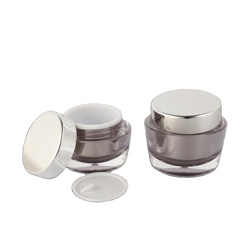 Luxury double wall oval cosmetic cream empty acrylic jars with round cap