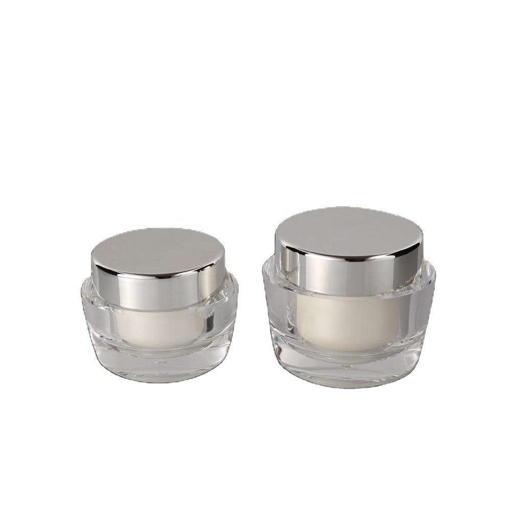 Luxury double wall oval cosmetic cream empty acrylic jars with round cap