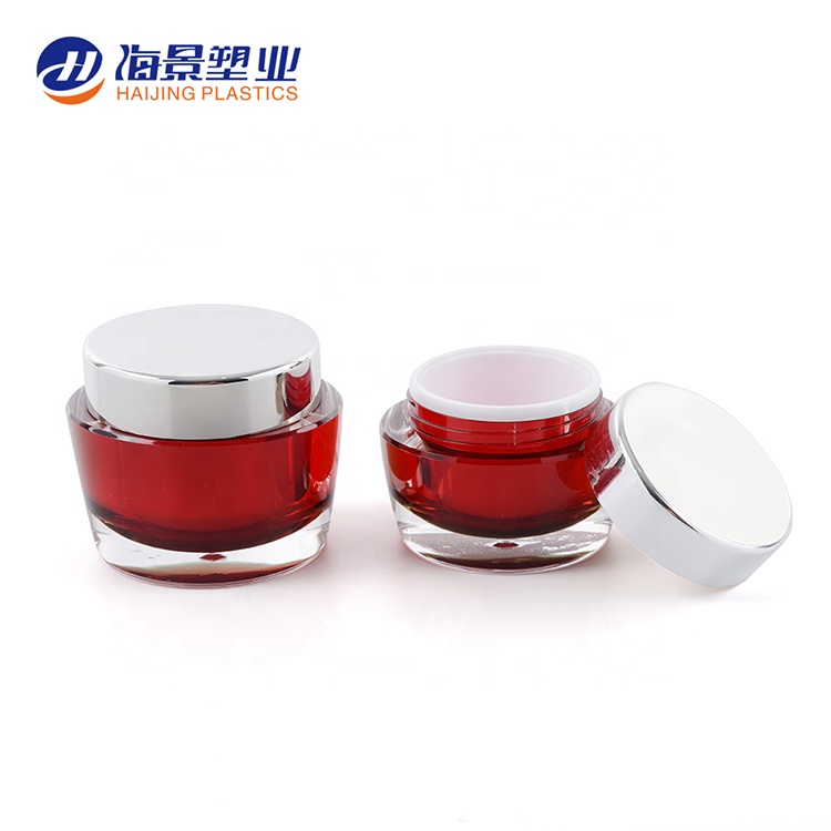Luxury double wall oval cosmetic cream empty acrylic jars with round cap