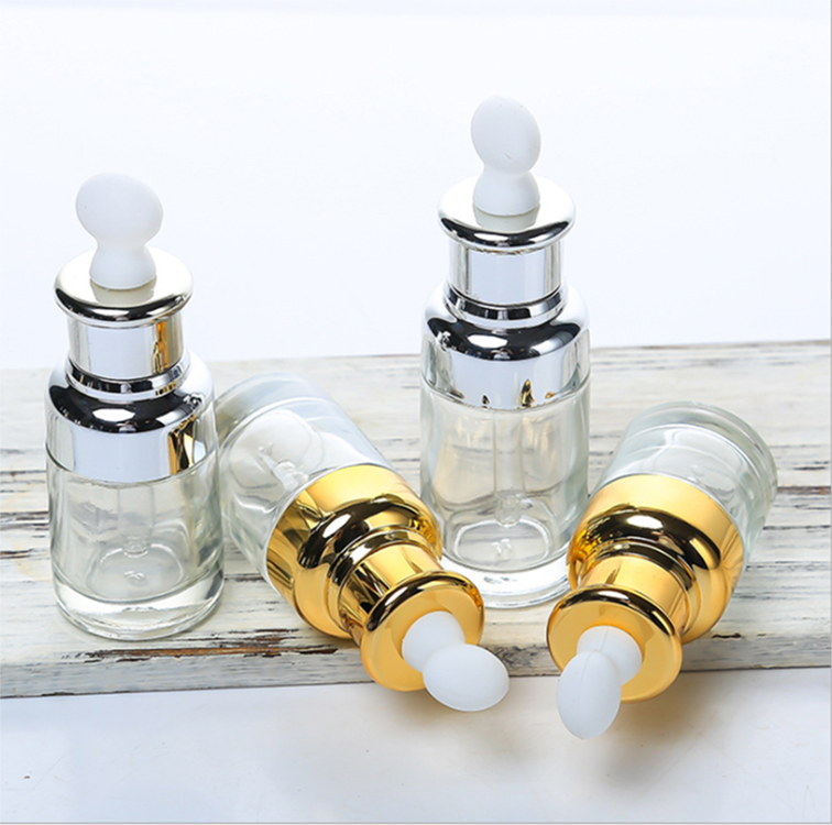 Luxury dropper packaging essential oil bottle 20ml,30ml,50ml clear glass bottle with dropper