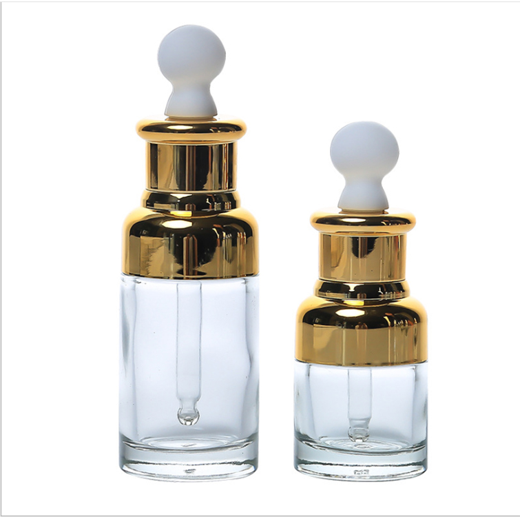 Luxury dropper packaging essential oil bottle 20ml,30ml,50ml clear glass bottle with dropper