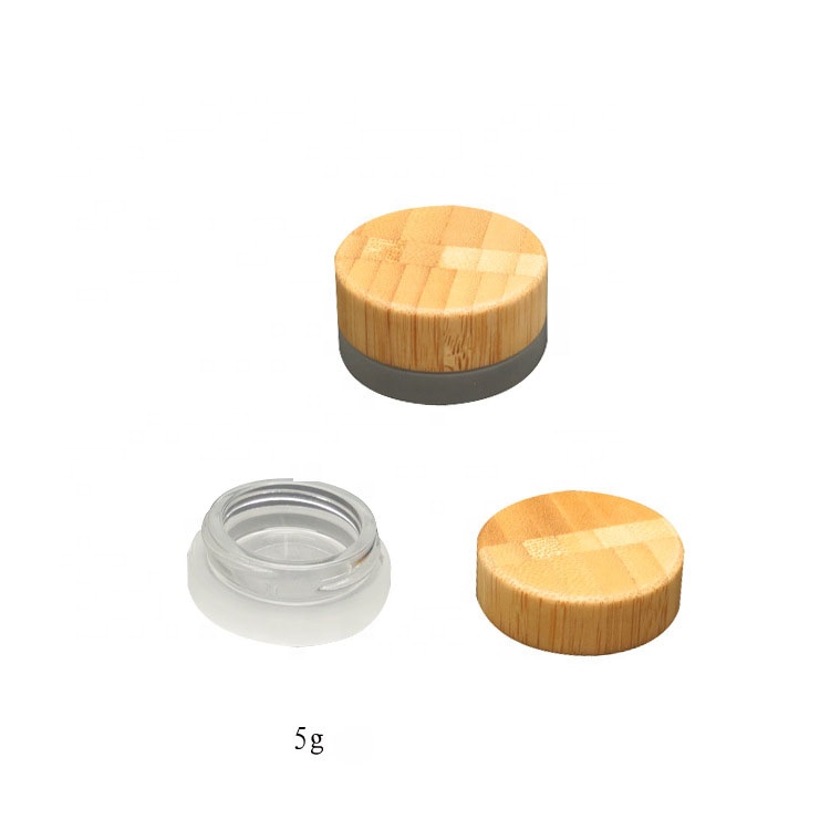 Luxury  eco friendly 10ml 15ml 30ml 50ml 100ml 120ml empty matte clear glass cosmetic bamboo lid jar