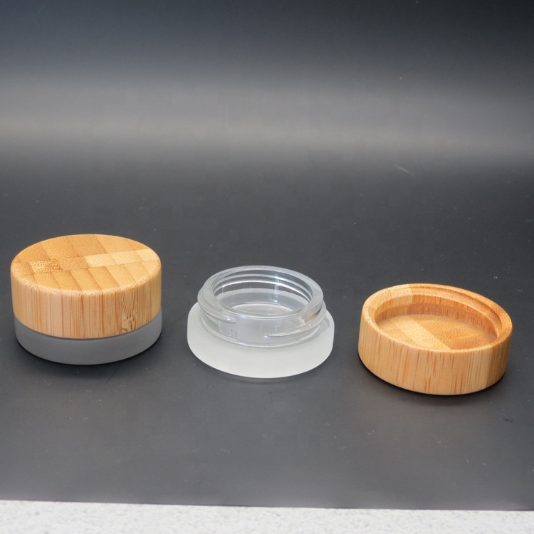 Luxury eco friendly 10ml 15ml 30ml 50ml 100ml 120ml empty matte clear glass cosmetic bamboo lid jar