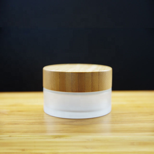 Luxury eco friendly 10ml 15ml 30ml 50ml 100ml 120ml empty matte clear glass cosmetic bamboo lid jar