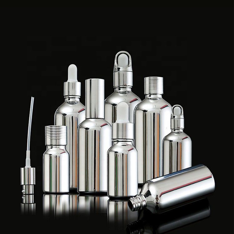 Luxury electroplating glass dropper essential oil bottle