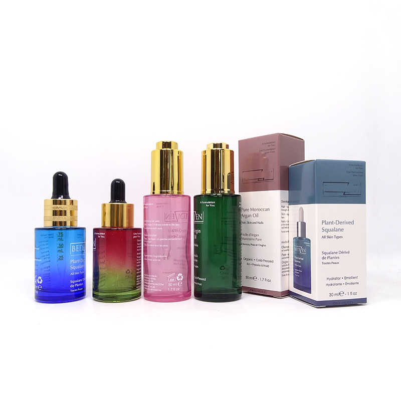 Luxury empty 15ml 30ml 50ml 100ml cosmetic packaging glass serum dropper bottle with gold lid