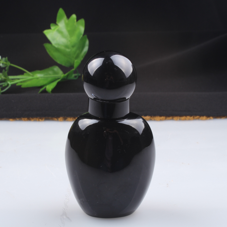 Luxury empty 3ml teardrop unique crystal glass car 15mm crimp neck black crystal perfume bottles for oil