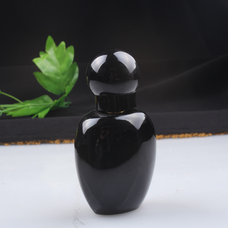 Luxury empty 3ml teardrop unique crystal glass car 15mm crimp neck black crystal perfume bottles for oil
