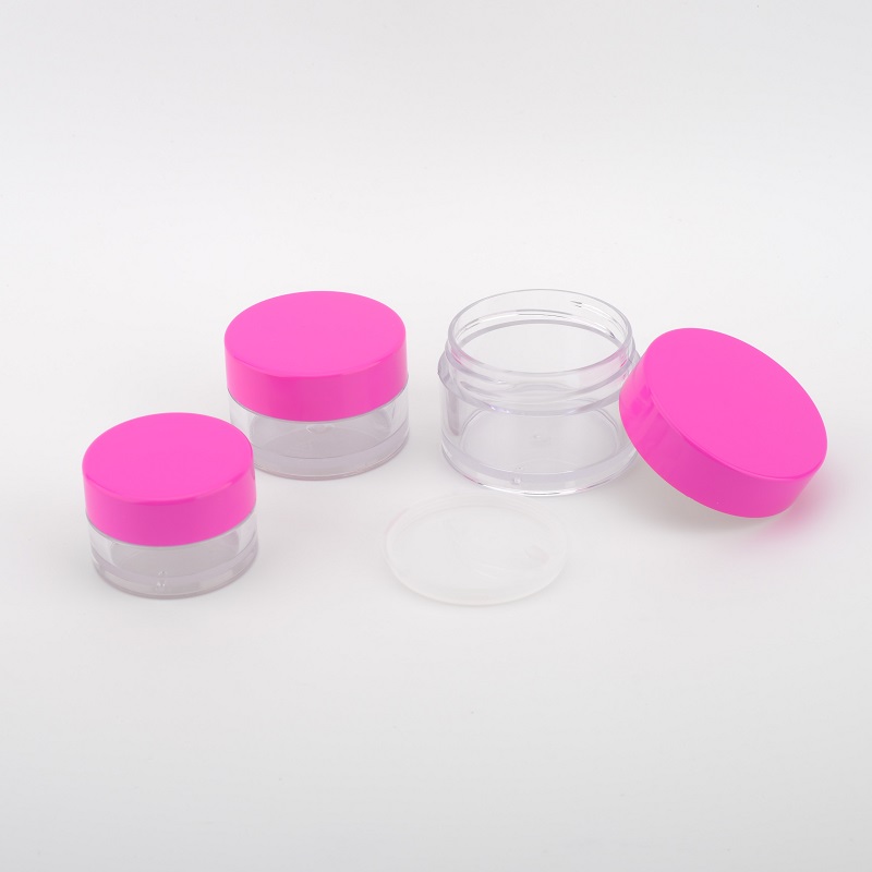 Luxury empty Plastic PETG 5g 10g 15g 30g 50g cosmetic cream Jars with hot pink lid