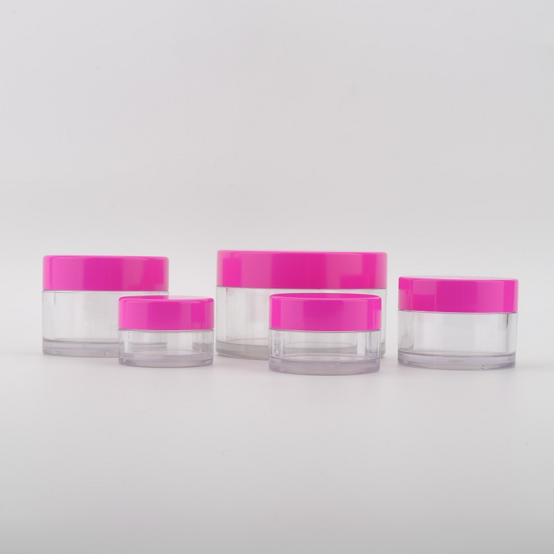 Luxury empty Plastic PETG 5g 10g 15g 30g 50g cosmetic cream Jars with hot pink lid