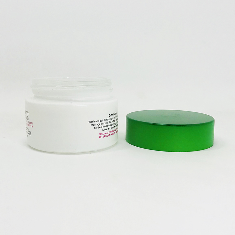 Luxury empty aluminum lids cosmetic frosted white glass cream jar 30g 50g 100g glass pots for eye cream