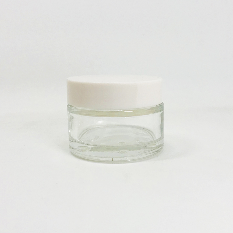 Luxury empty aluminum lids cosmetic frosted white glass cream jar 30g 50g 100g glass pots for eye cream