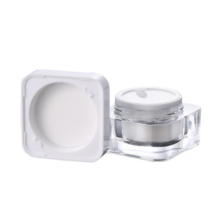 Luxury empty cosmetic 30g 50g white square acrylic cream jar