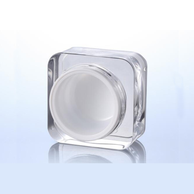 Luxury empty cosmetic 30g 50g white square acrylic cream jar
