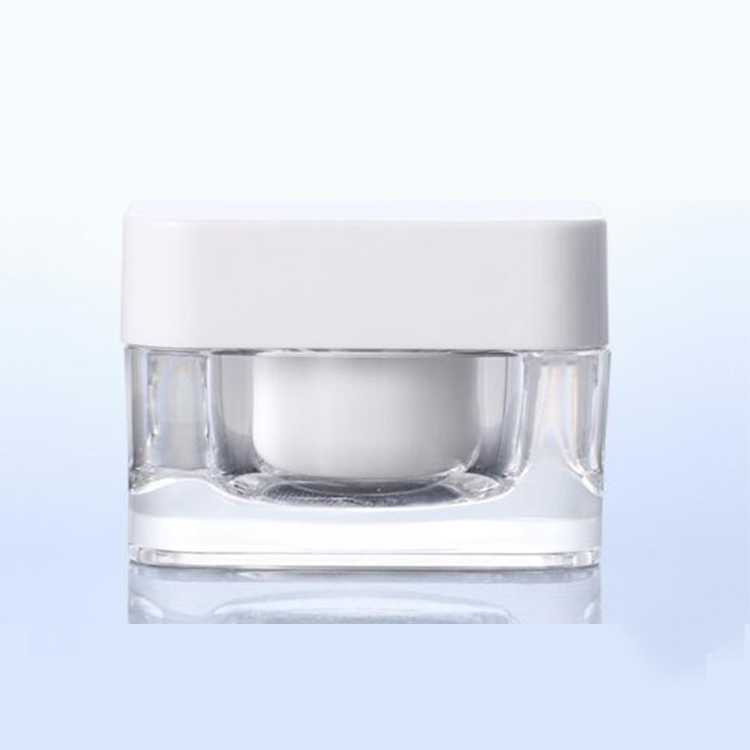 Luxury empty cosmetic 30g 50g white square acrylic cream jar