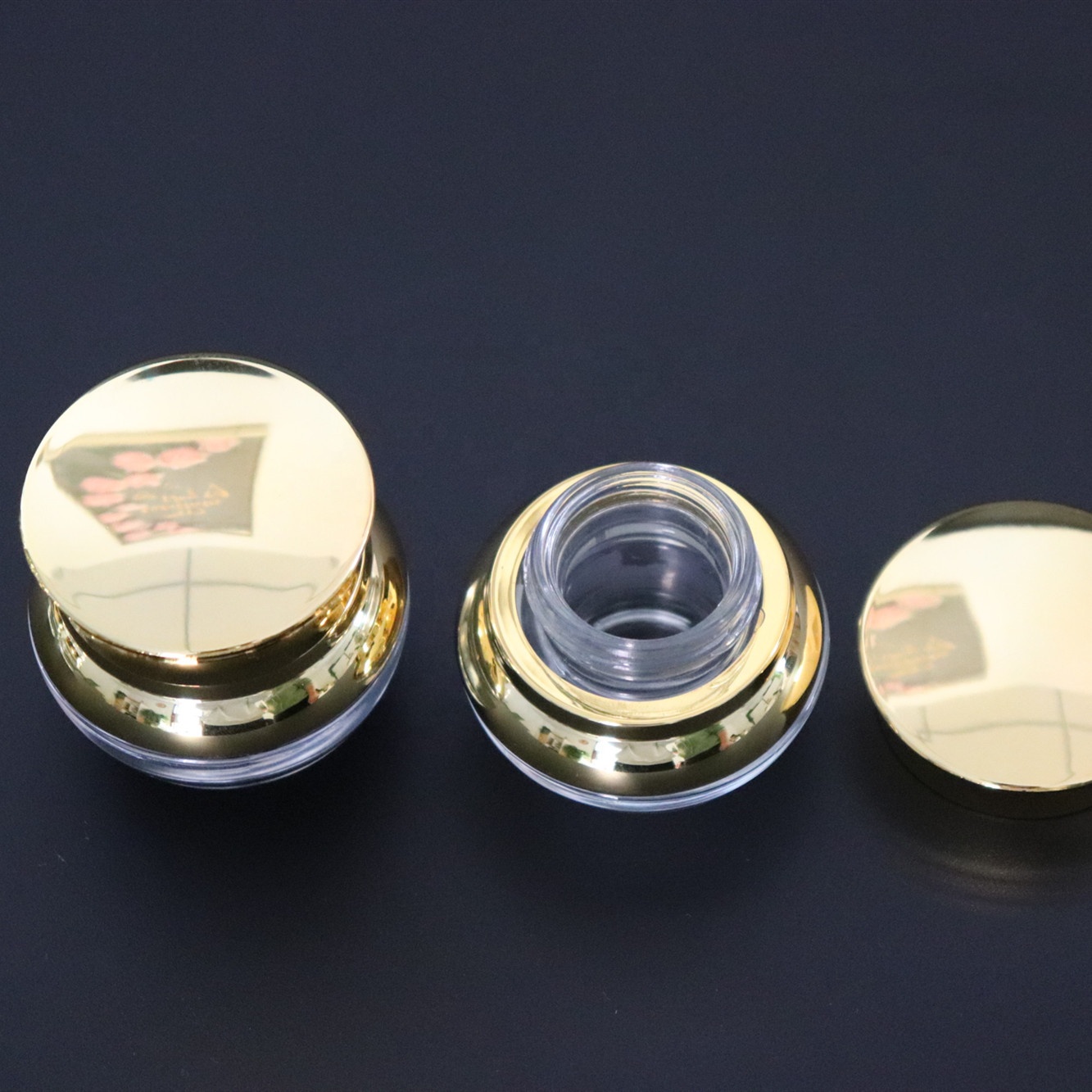 Luxury empty cosmetic thick glass jars clear cosmetic jars with sliver/gold lid for face cream