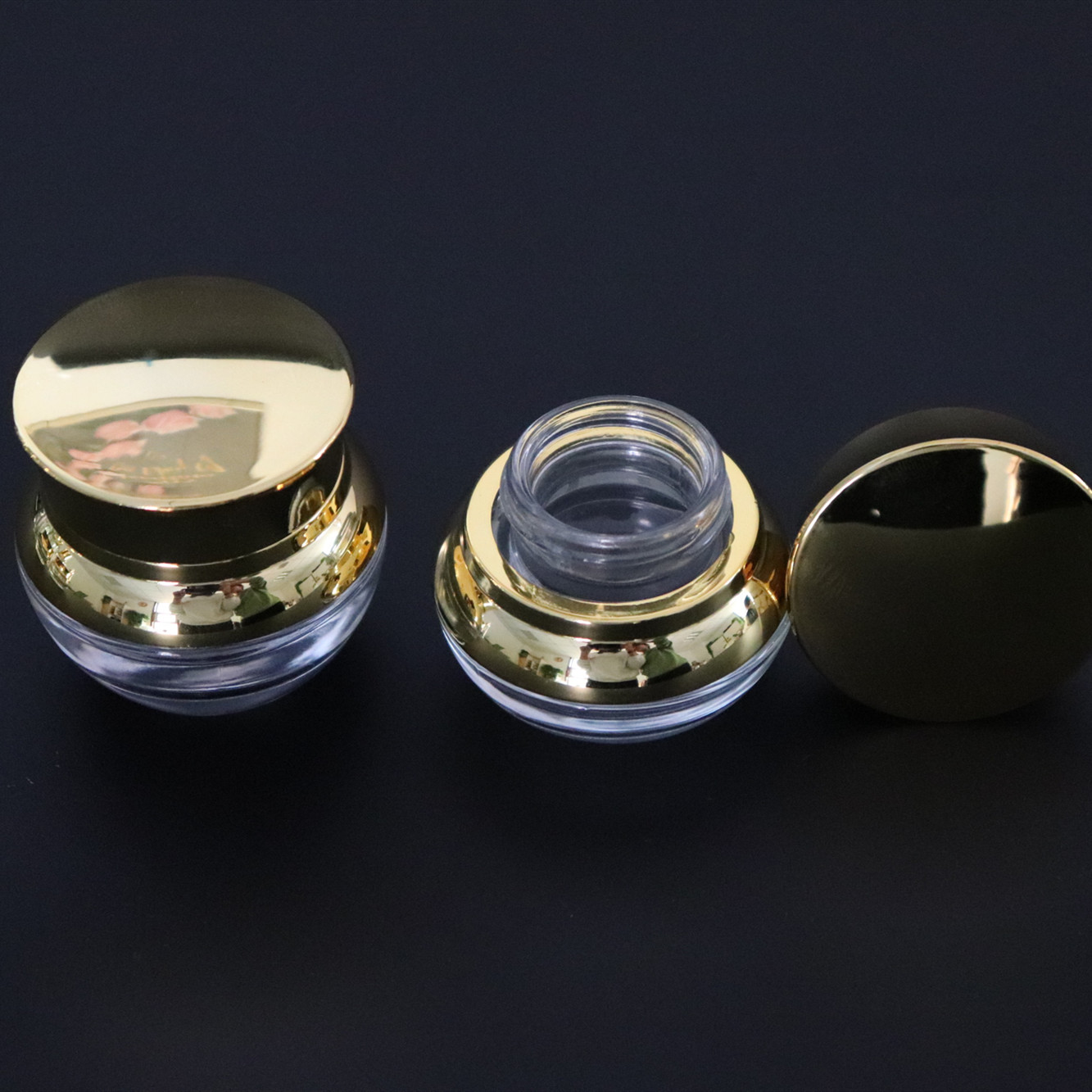 Luxury empty cosmetic thick glass jars clear cosmetic jars with sliver/gold lid for face cream
