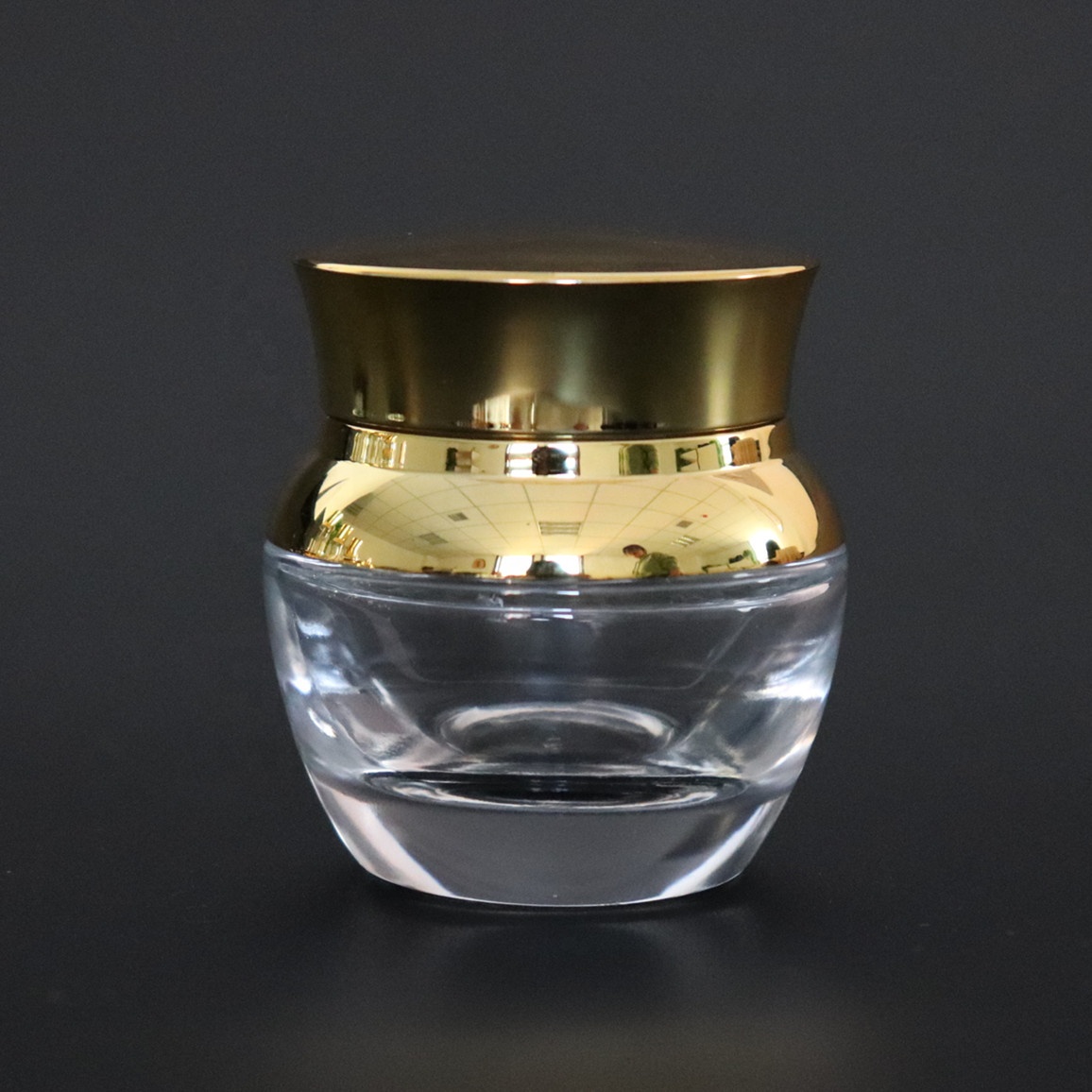 Luxury empty cosmetic thick glass jars clear cosmetic jars with sliver/gold lid for face cream