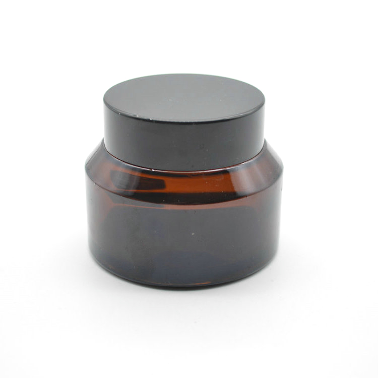 Luxury empty cosmetics packaging lotion containers 50g body face amber glass cream jar