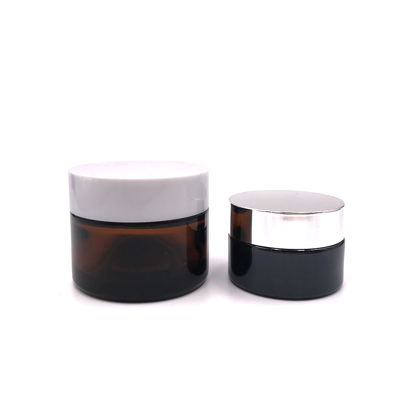Luxury empty cosmetics packaging lotion containers 5g 10g 15g 20g 30g 50g 60g 100g body face amber glass cream jar