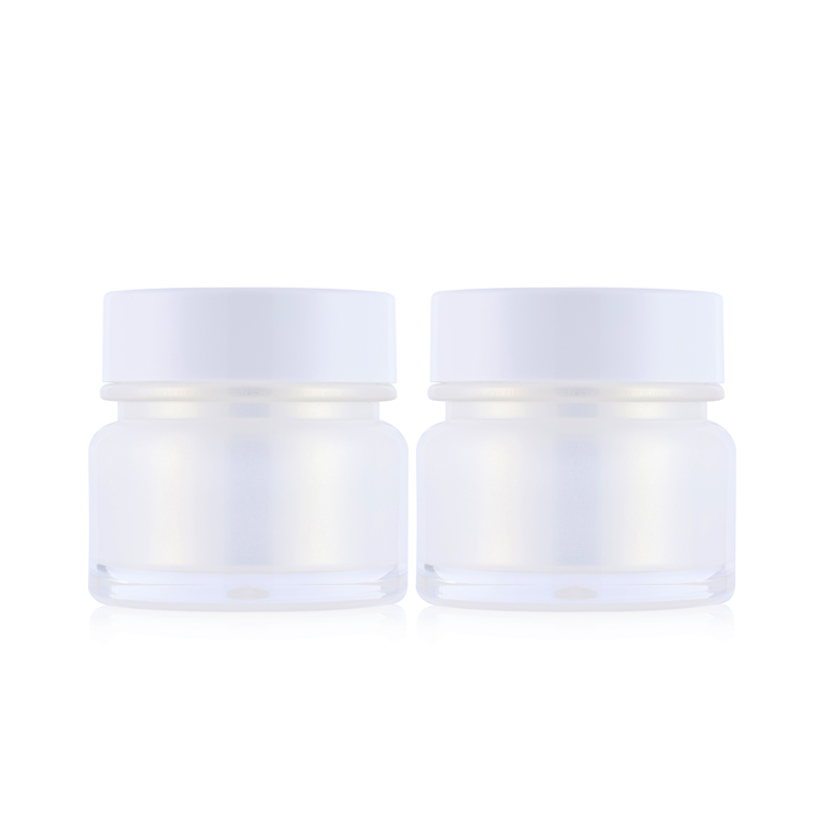 Luxury empty face cosmetic jar 30g 50g custom double wall acrylic skin care cream jar with screw lip