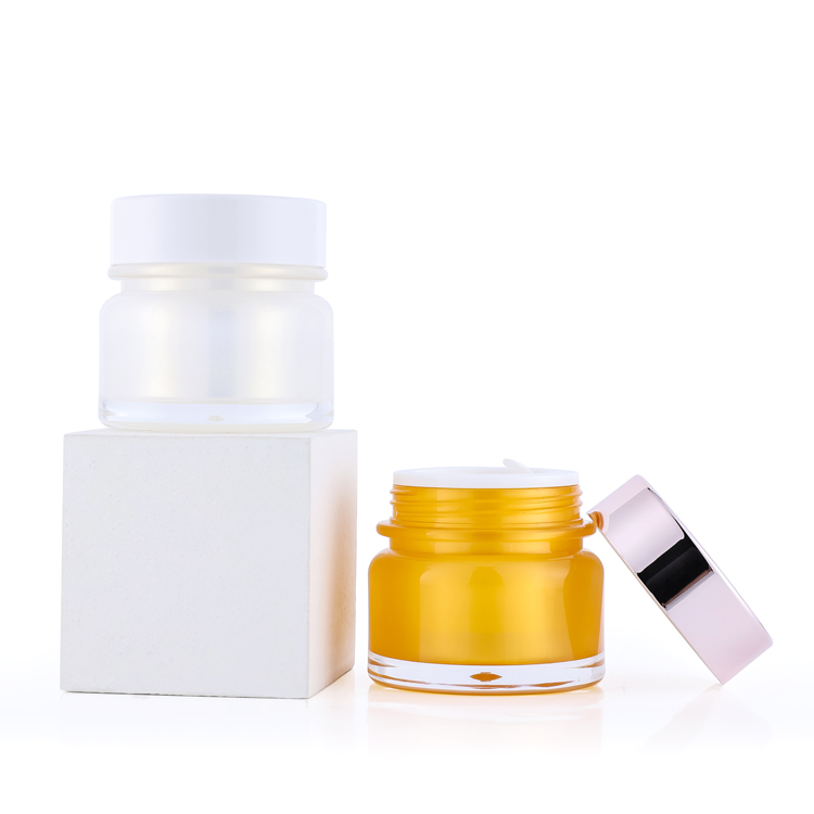 Luxury empty face cosmetic jar 30g 50g custom double wall acrylic skin care cream jar with screw lip