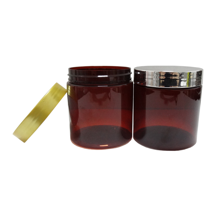 Luxury  empty plastic cosmetic packaging 100g  amber pet jar eco friendly skin care convenient