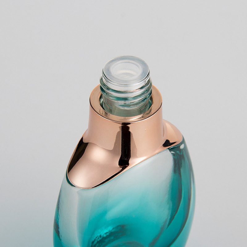 Luxury empty purple orange blue 30ml serum flat bottle with dropper