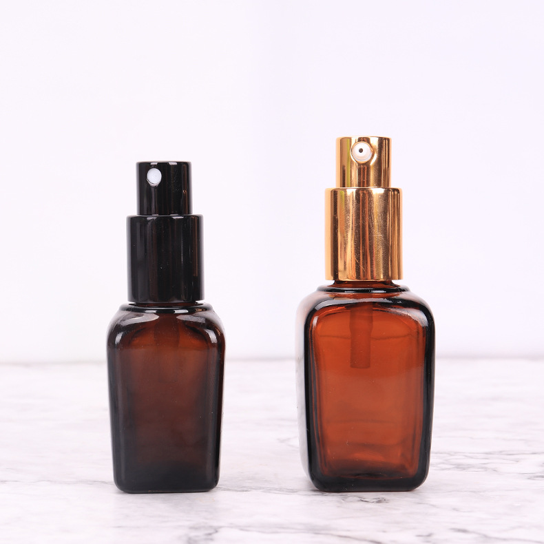 Luxury empty square amber glass essential oil dropper bottle 30ml China supplier
