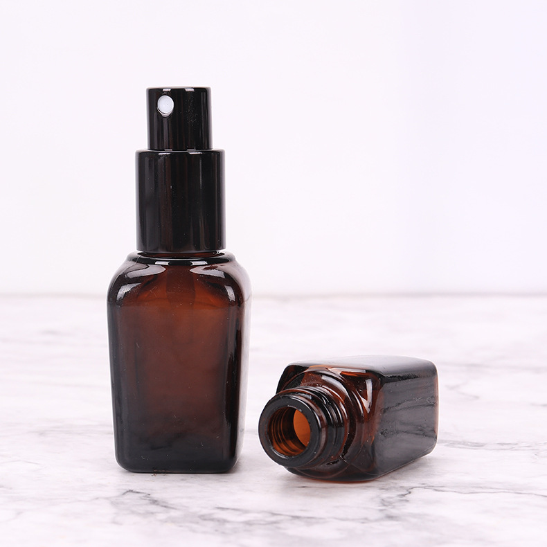 Luxury empty square amber glass essential oil dropper bottle 30ml China supplier