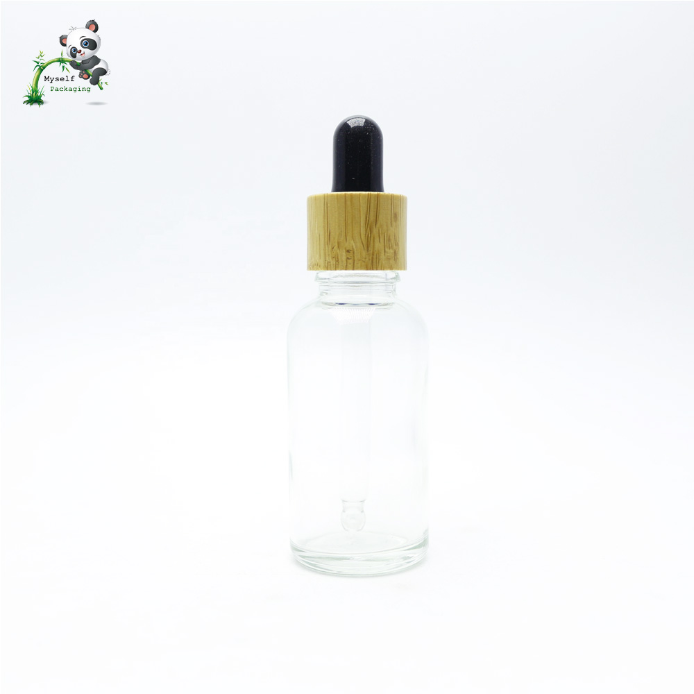 Luxury environmental friendly 50g frosted cosmetic amber glass jar with bamboo lid BP-001K