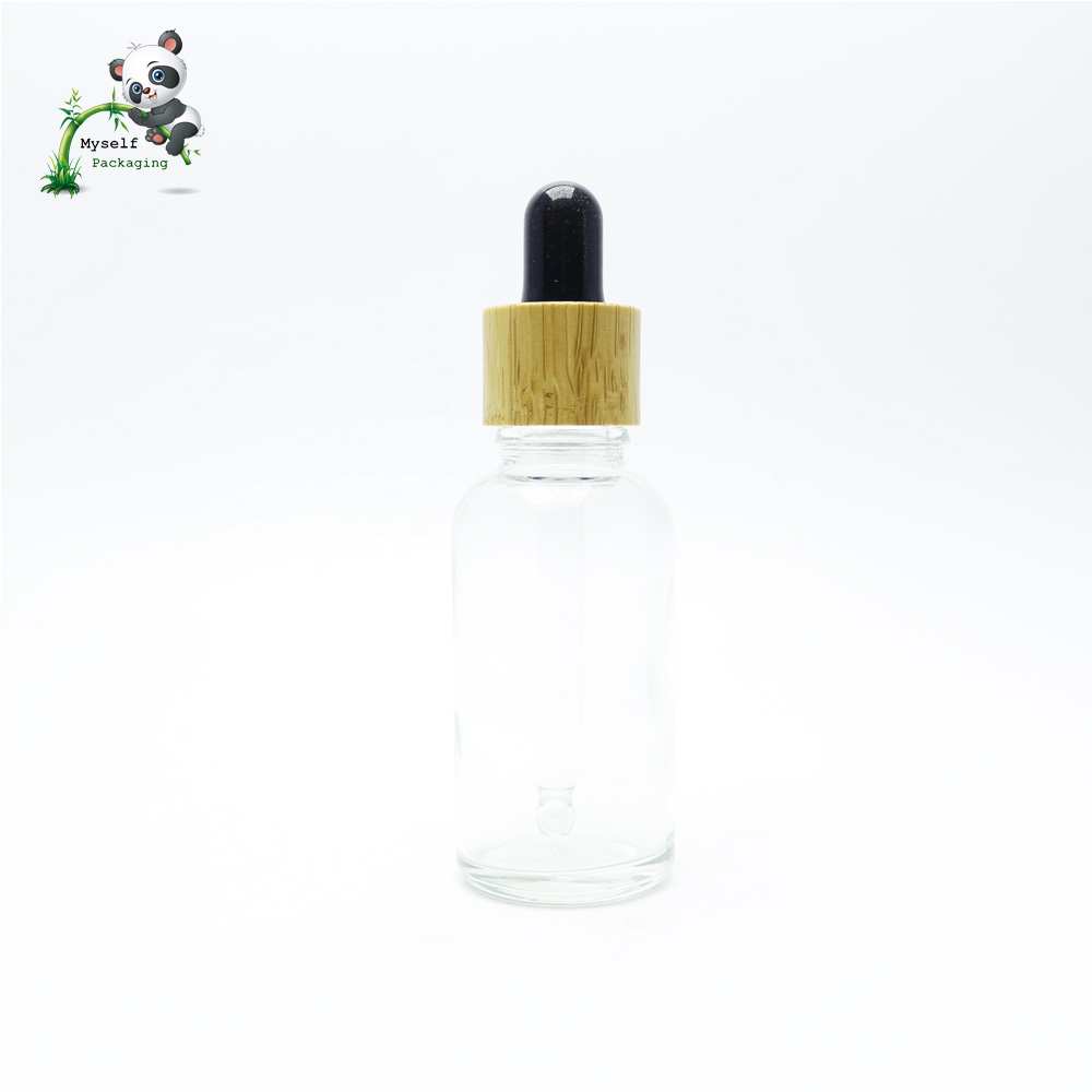 Luxury environmental friendly 50g frosted cosmetic amber glass jar with bamboo lid BP-001K